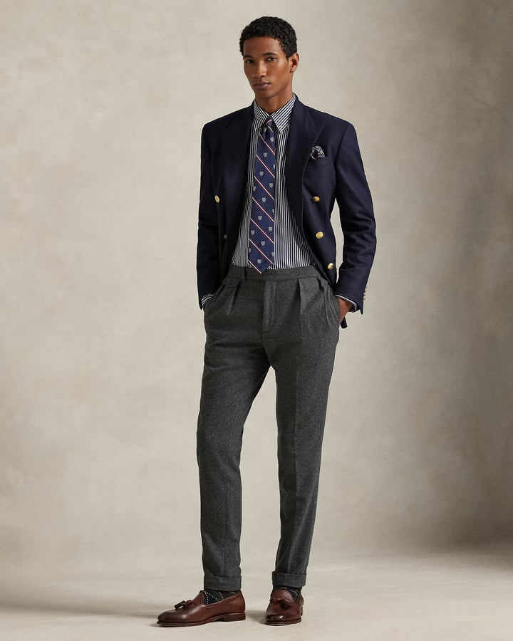 Ralph Lauren Custom Fit Striped Stretch Poplin Shirt | Navy/White