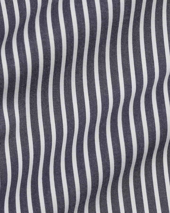 Ralph Lauren Custom Fit Striped Stretch Poplin Shirt | Navy/White