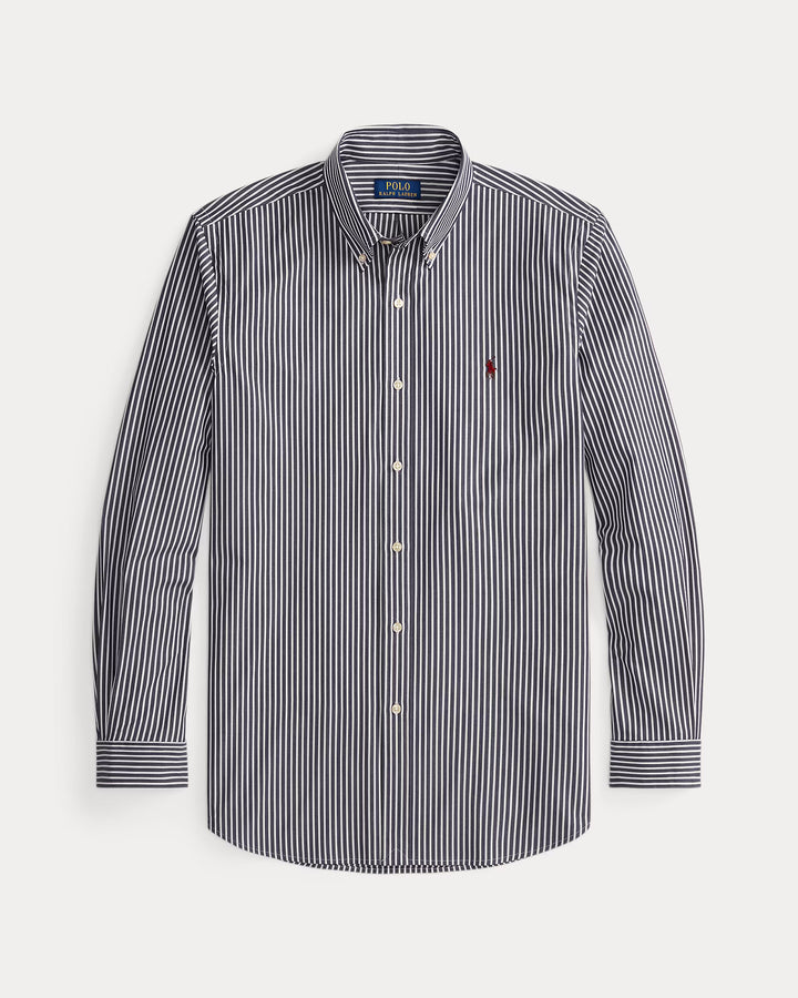 Ralph Lauren Custom Fit Striped Stretch Poplin Shirt | Navy/White