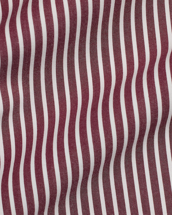 Ralph Lauren Custom Fit Striped Stretch Poplin Shirt | Wine/White