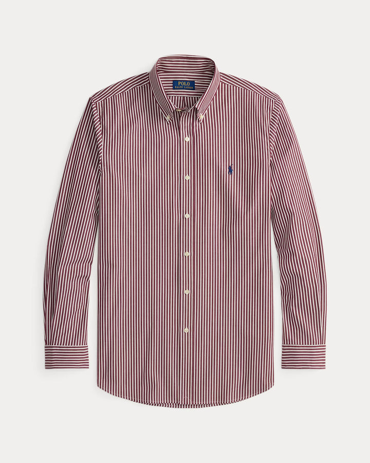 Ralph Lauren Custom Fit Striped Stretch Poplin Shirt | Wine/White