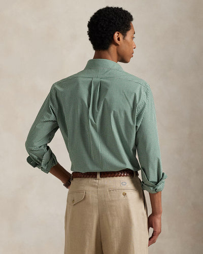Ralph Lauren Custom Fit Gingham Stretch Poplin Shirt | Green/White