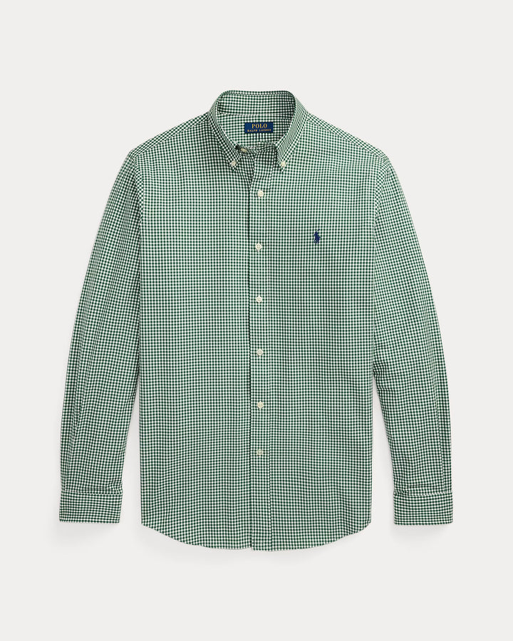 Ralph Lauren Custom Fit Gingham Stretch Poplin Shirt | Green/White