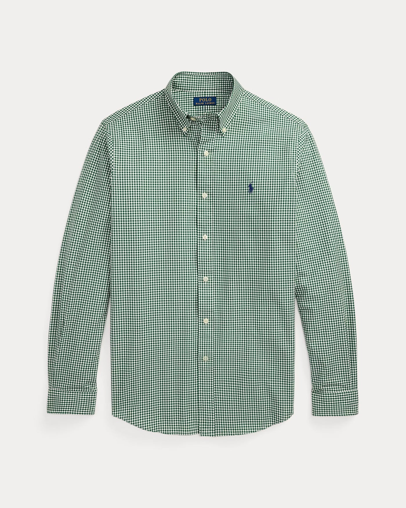 Ralph Lauren Custom Fit Gingham Stretch Poplin Shirt | Green/White