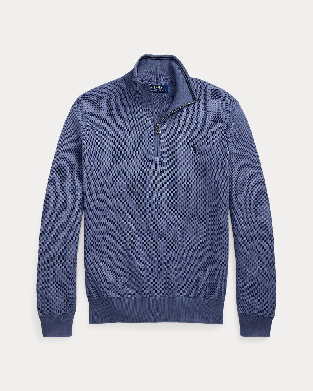 Ralph Lauren Mesh-Knit Cotton Quarter-Zip Jumper | Capri Blue