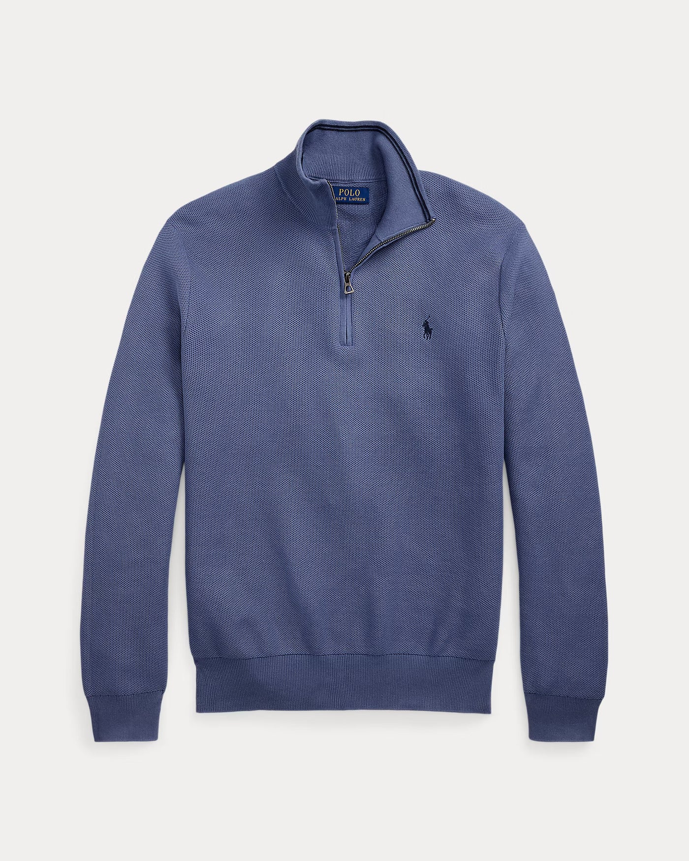 Ralph Lauren Mesh-Knit Cotton Quarter-Zip Jumper | Capri Blue