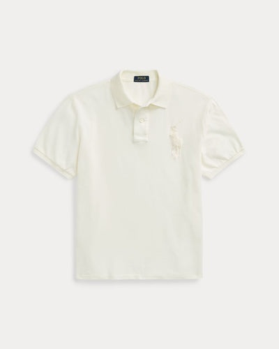 Ralph Lauren Custom Slim Fit Big Pony Mesh Polo Shirt | Clubhouse Cream