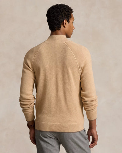 Ralph Lauren Textured Cotton Full-Zip Jumper | Camel Melange
