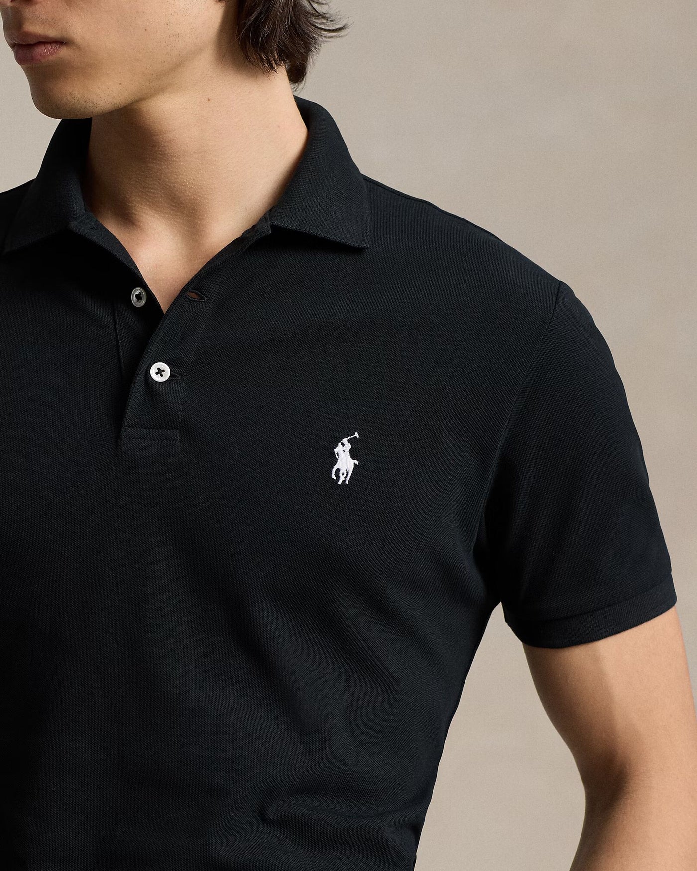 Ralph Lauren Custom Slim Fit Stretch Mesh Polo Shirt | Black