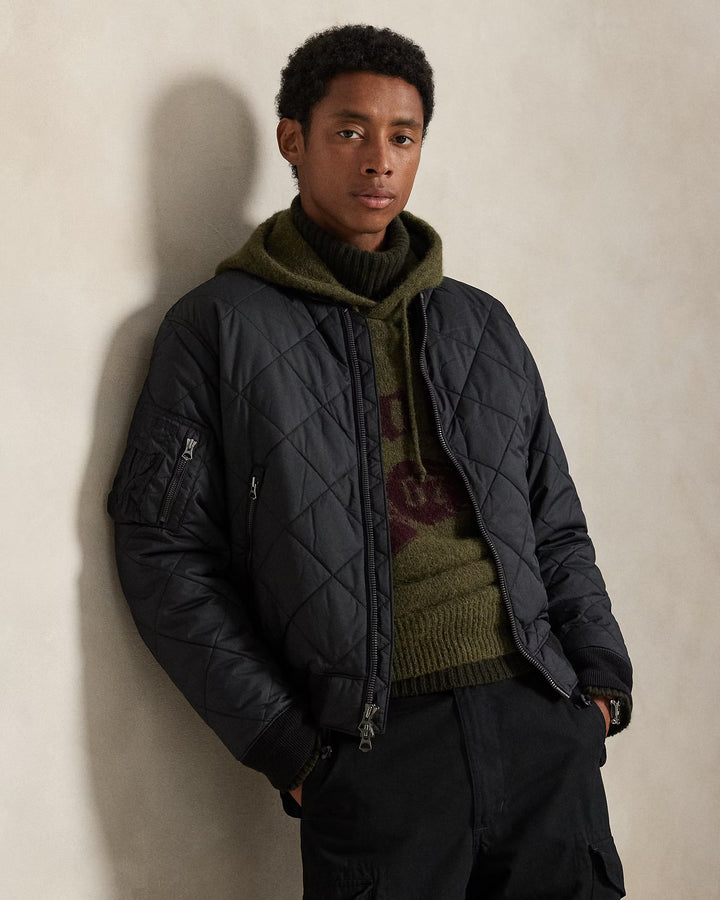 Ralph Lauren Quilted Jacquard Bomber Jacket | Black