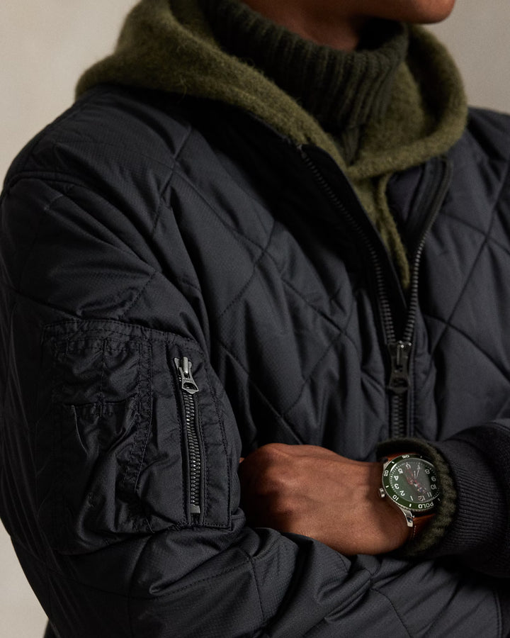Ralph Lauren Quilted Jacquard Bomber Jacket | Black
