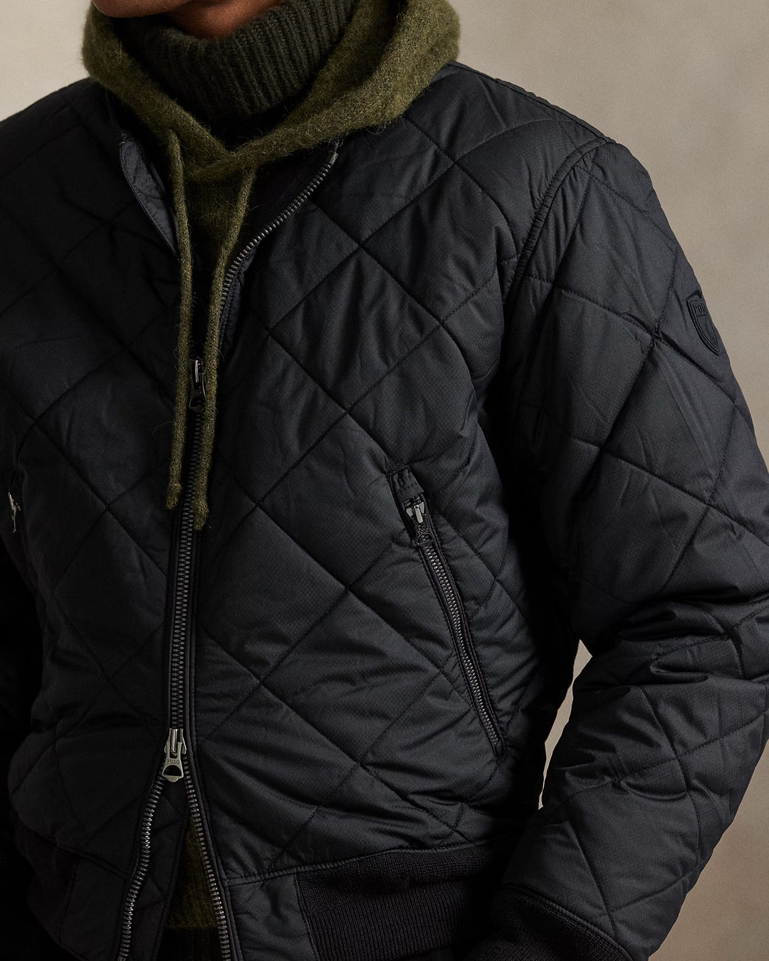 Ralph Lauren Quilted Jacquard Bomber Jacket | Black