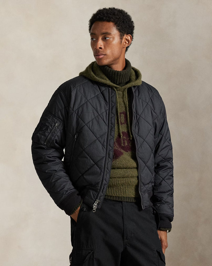 Ralph Lauren Quilted Jacquard Bomber Jacket | Black