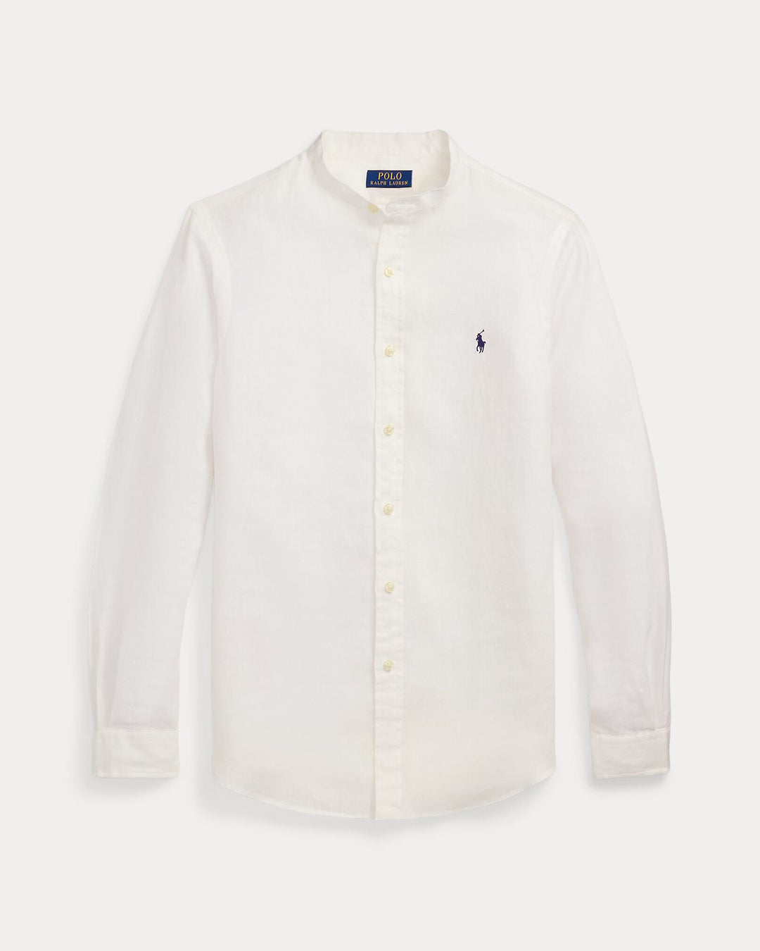 Ralph Lauren Slim Fit Linen Shirt Mandarin Collar | Ceramic White