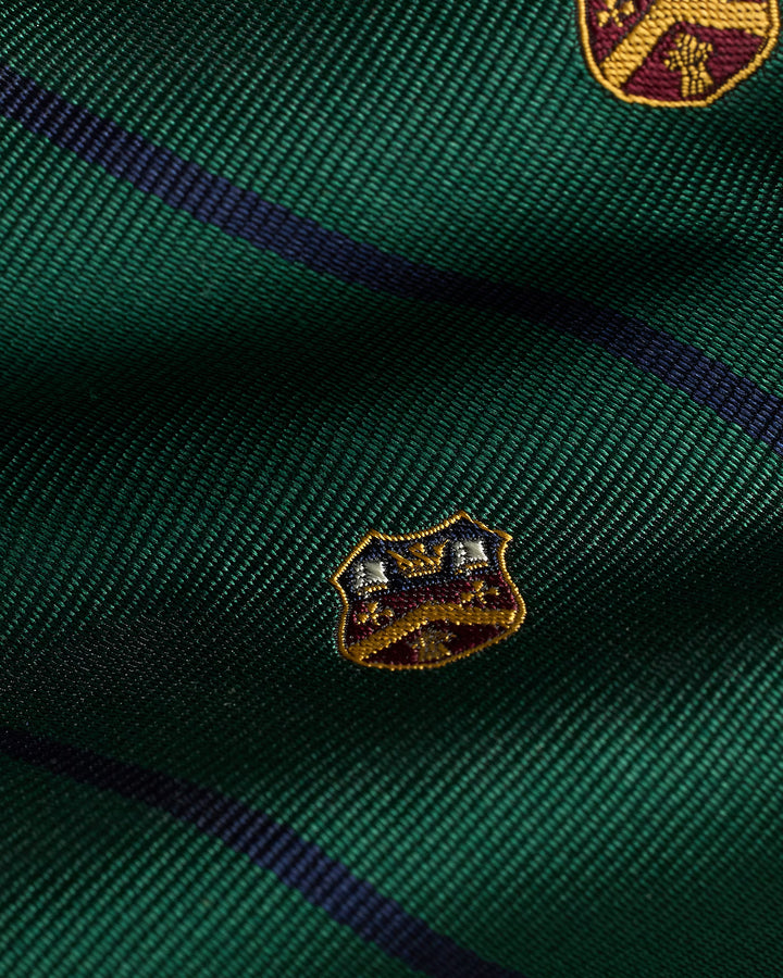 Ralph Lauren Striped Silk Repp Club Tie | Dark Green