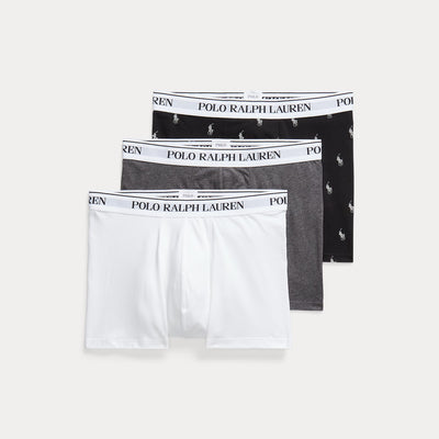 Ralph Lauren Classic Stretch-Cotton Trunk 3-Pack | Black/Dark Grey/White