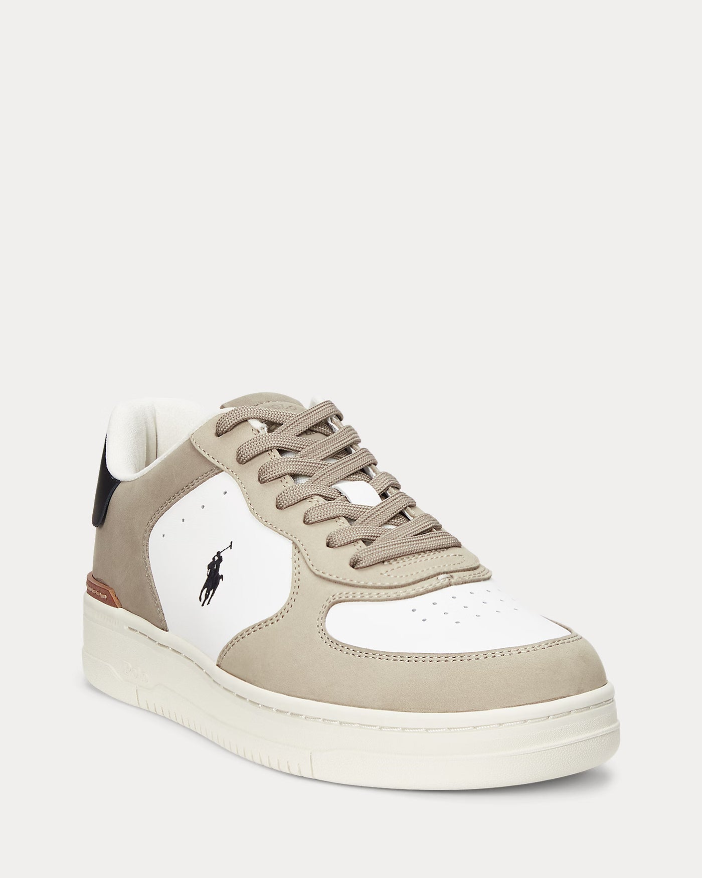 Ralph Lauren Masters Court Nubuck & Leather Trainer | White/Tonal Milkshake