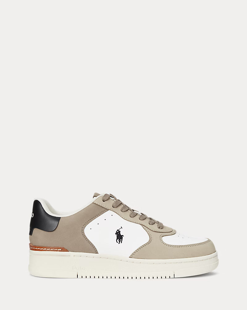 Ralph Lauren Masters Court Nubuck & Leather Trainer | White/Tonal Milkshake