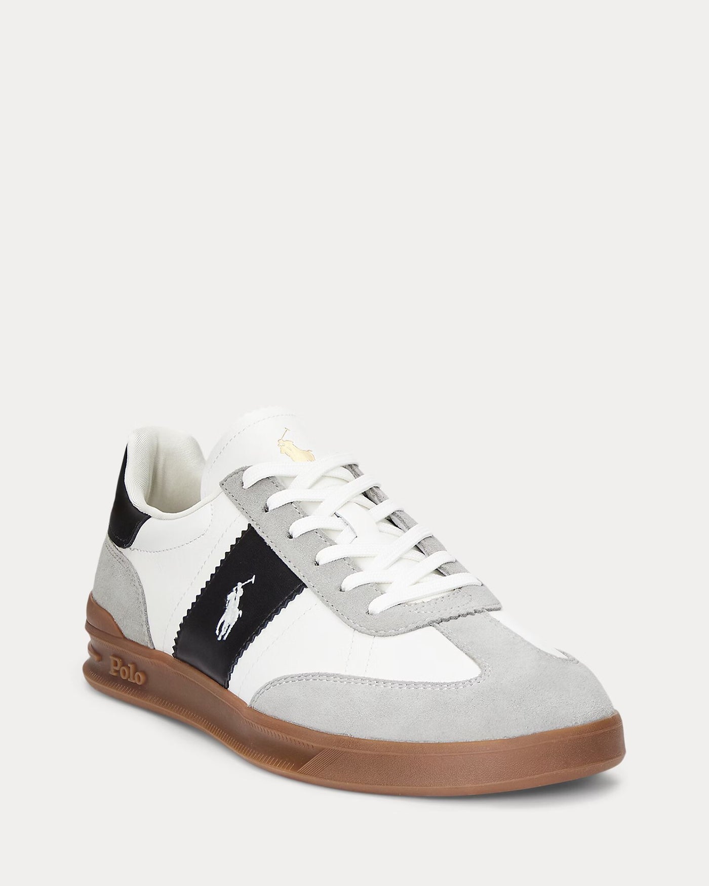 Ralph Lauren Heritage Aera Leather-Suede Trainer | White/Grey/Black