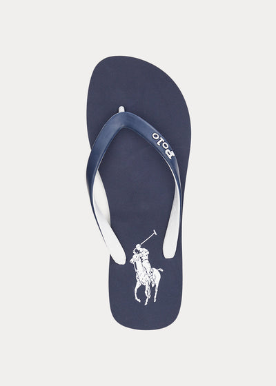 Ralph Lauren Bolt Big Pony Flip-Flop | Navy/White