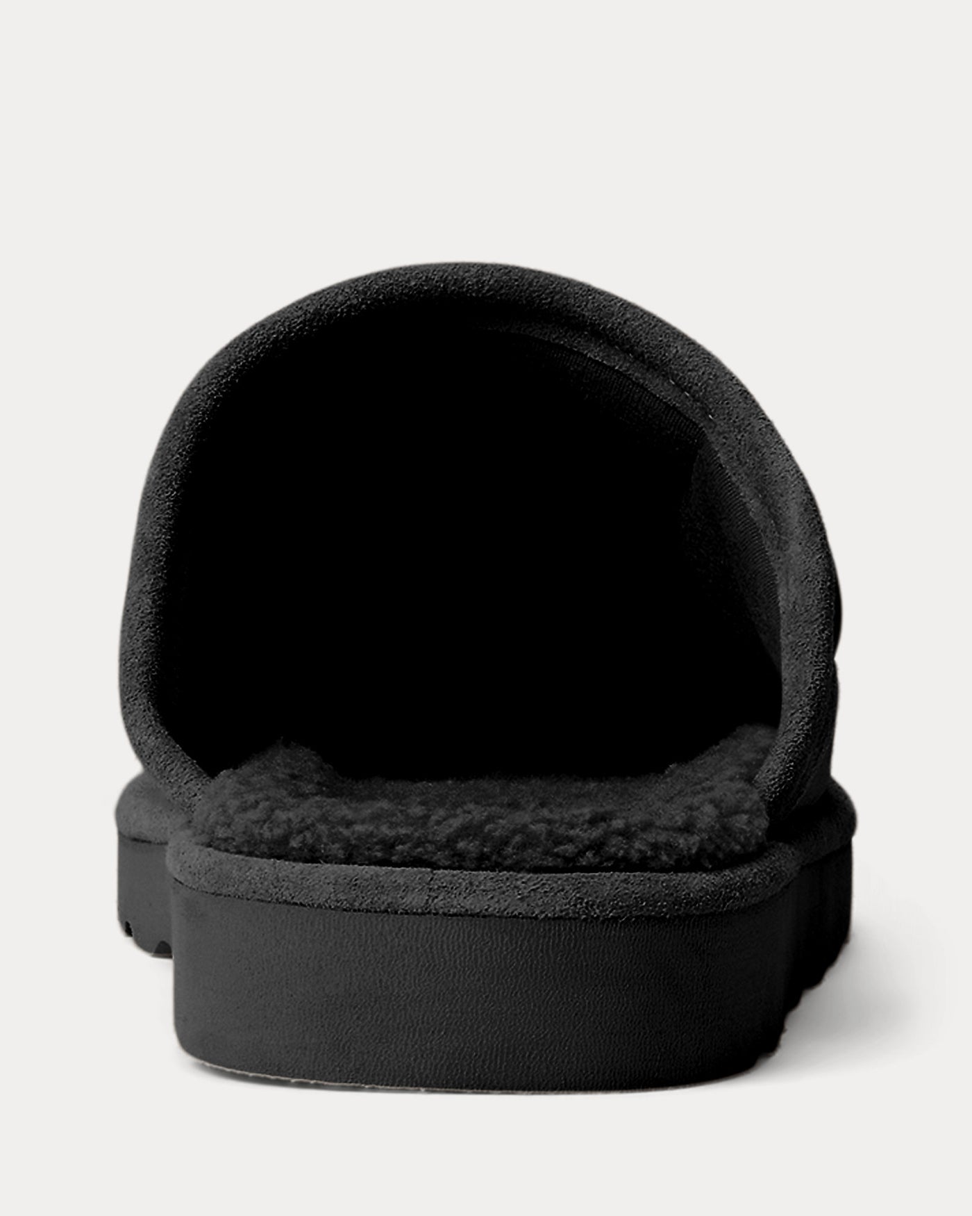 Ralph Lauren Reade Suede-Trim Quilted Scuff Slipper | Black