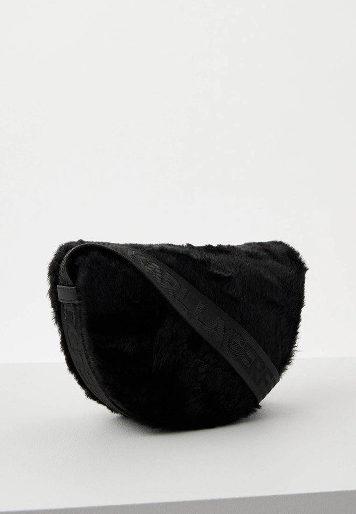 Karl Lagerfeld Faux Fur Saddle Bag | Black
