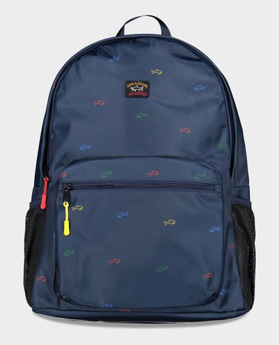 Paul & Shark Backpack with Sharks Multicolor Print | Navy