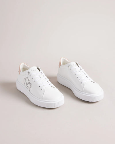 Ted Baker Loulay Perforated Magnolia Platform Trainers | White