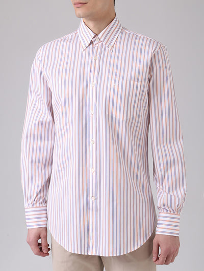 Paul & Shark Shirt Cotton Regular Fit | Orange / Blue / Navy