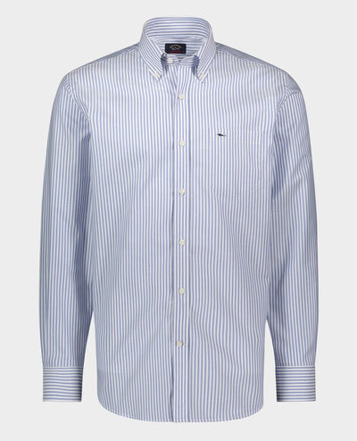 Paul & Shark Striped Oxford Cotton Shirt | Light Blue