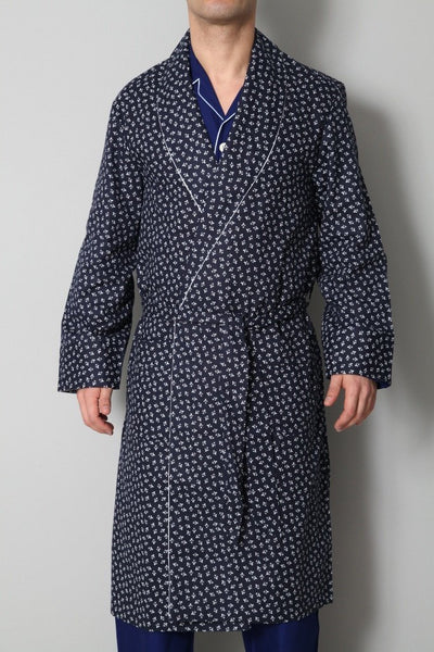 Derek Rose Men's Dressing Gowns Derek Rose Dressing Gown | WHITE / BLUE