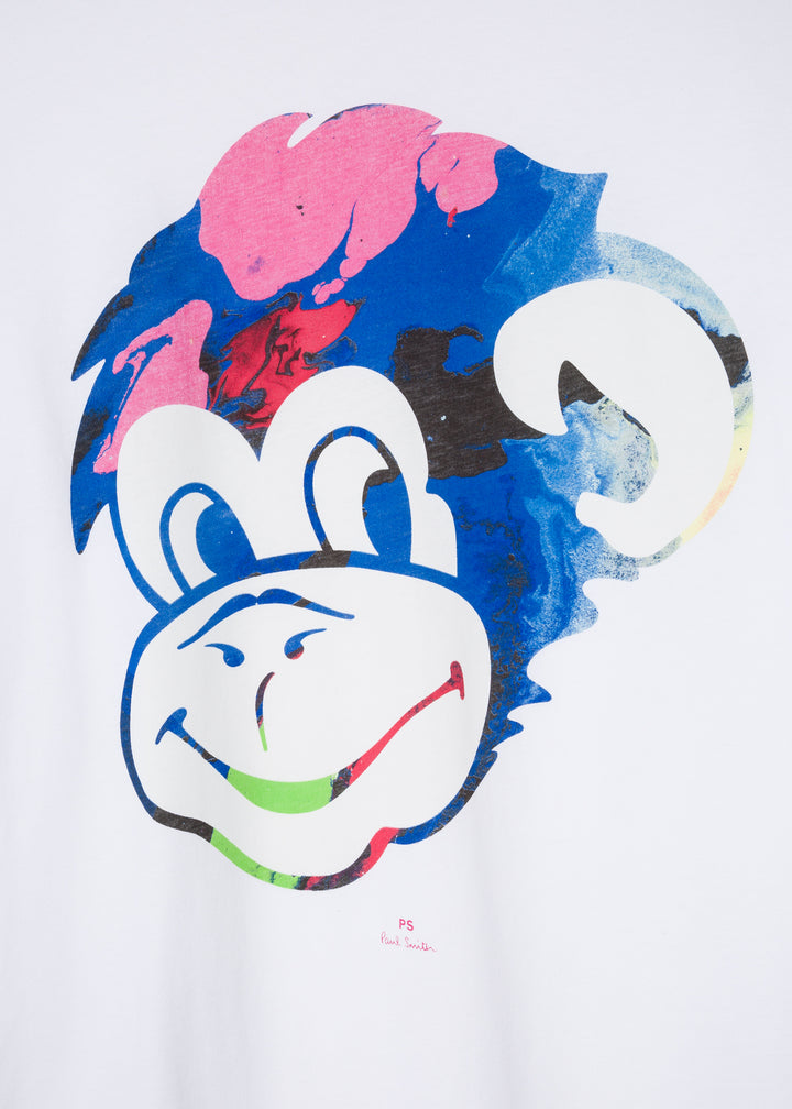 Paul Smith T-shirt Regular Fit Marble Monkey Head Print | White