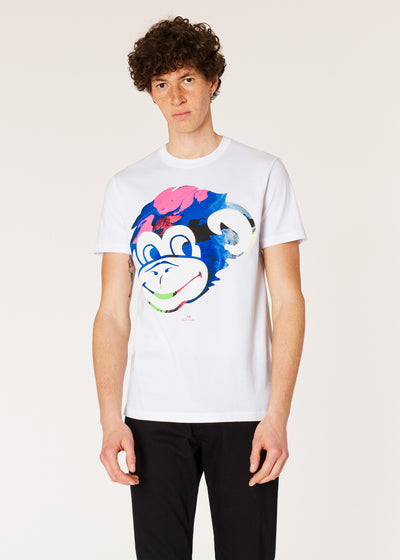 Paul Smith T-shirt Regular Fit Marble Monkey Head Print | White
