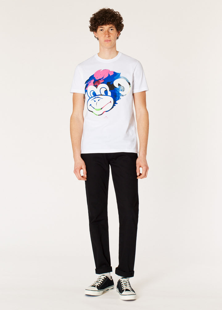 Paul Smith T-shirt Regular Fit Marble Monkey Head Print | White