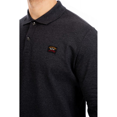 Paul & Shark Organic Cotton Piqué Polo with Iconic Badge | Charcoal