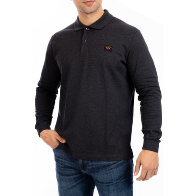 Paul & Shark Organic Cotton Piqué Polo with Iconic Badge | Charcoal