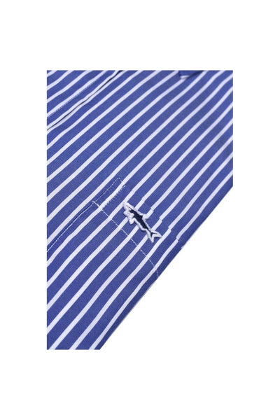 Paul & Shark Striped Cotton Poplin Shirt | Navy / White