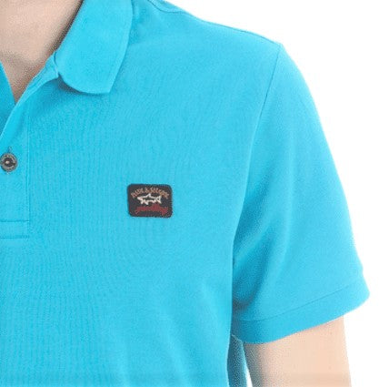 Paul & Shark Organic Cotton Piqué Polo with Iconic Badge | Aqua