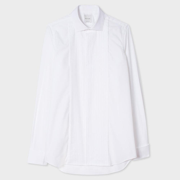 Paul Smith Men's Shirt Paul Smith Shirt Tailored-Fit Pleat-Front Cotton Evening | WHITE