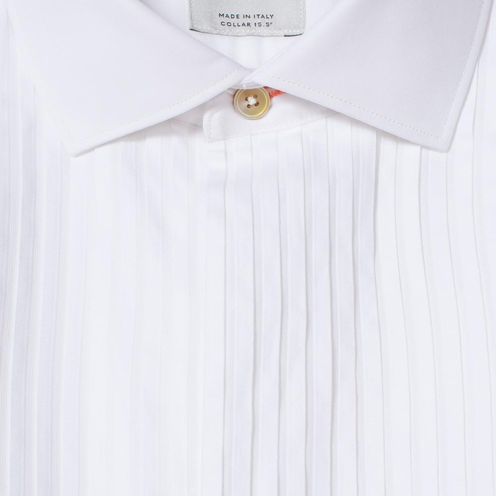 Paul Smith Men's Shirt Paul Smith Shirt Tailored-Fit Pleat-Front Cotton Evening | WHITE