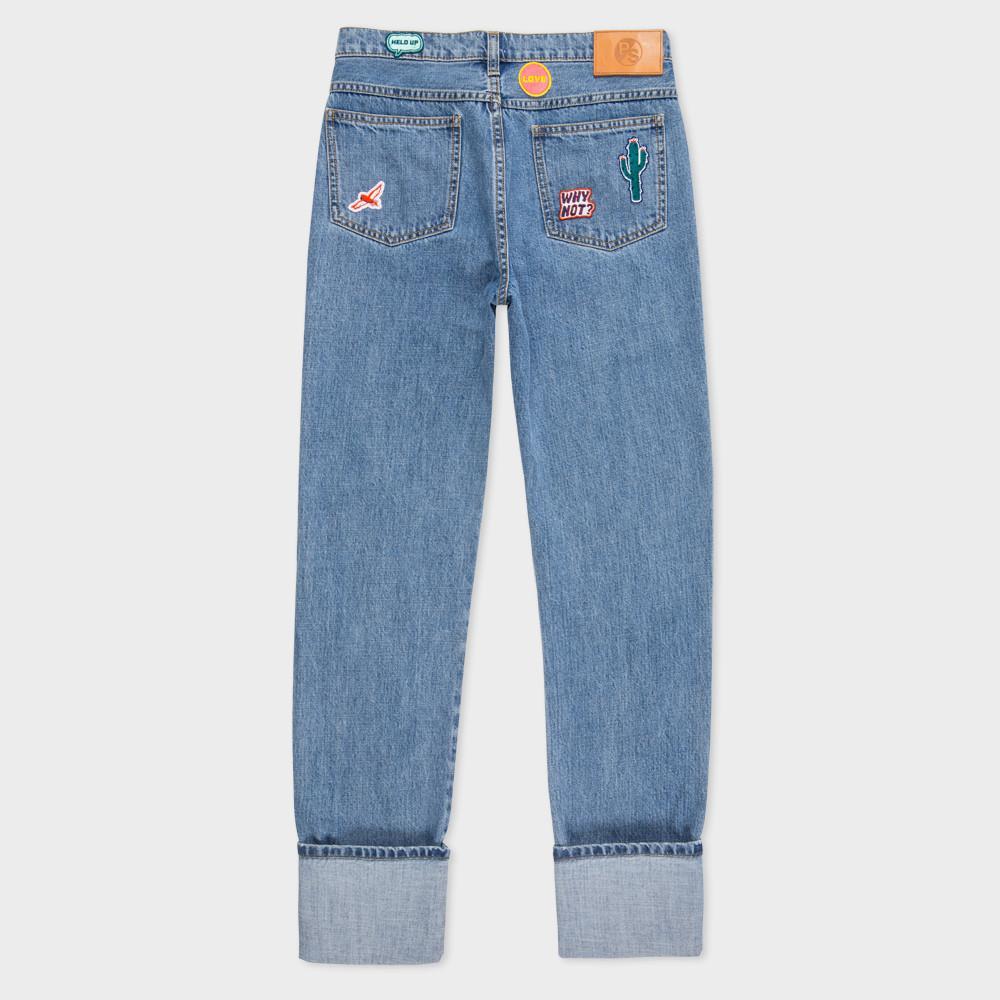 Paul Smith Women's Jeans Paul Smith Jeans Straight-Leg Turn-Up With Embroidered Patches | JEANS