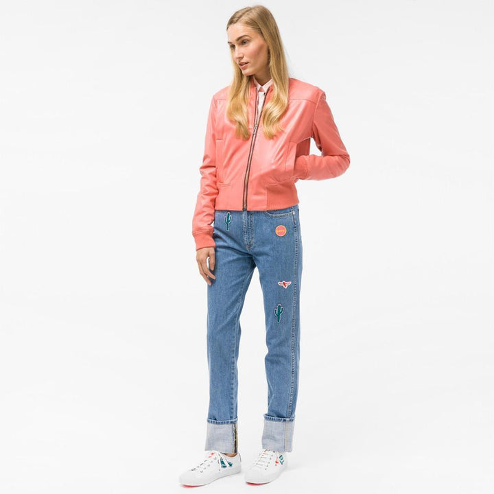 Paul Smith Women's Jeans Paul Smith Jeans Straight-Leg Turn-Up With Embroidered Patches | JEANS