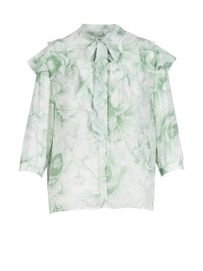 Anonyme Top Romantic Print Rouches | Mint Green