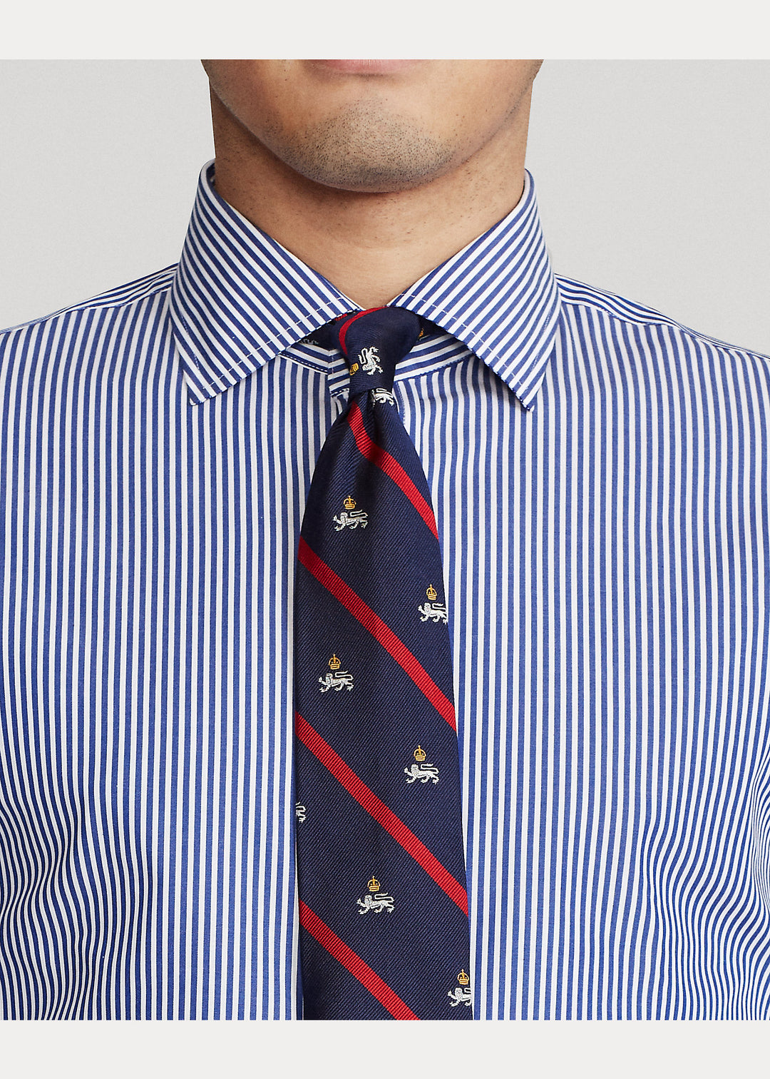 Ralph Lauren Regent Slim Fit Striped Poplin Shirt | Royal/White