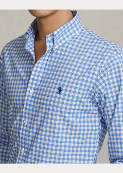 Ralph Lauren Custom Fit Gingham Stretch Poplin Shirt | Blue / White