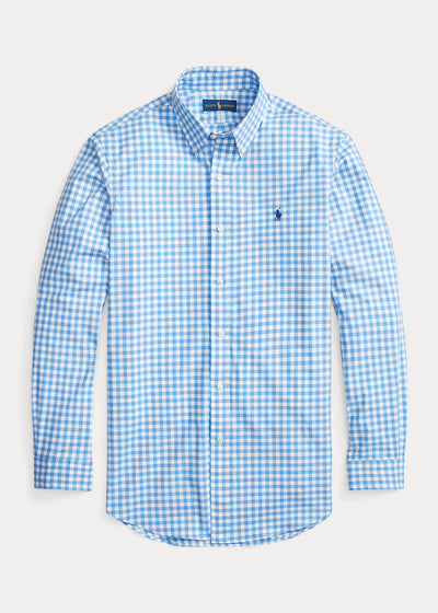 Ralph Lauren Custom Fit Gingham Stretch Poplin Shirt | Blue / White