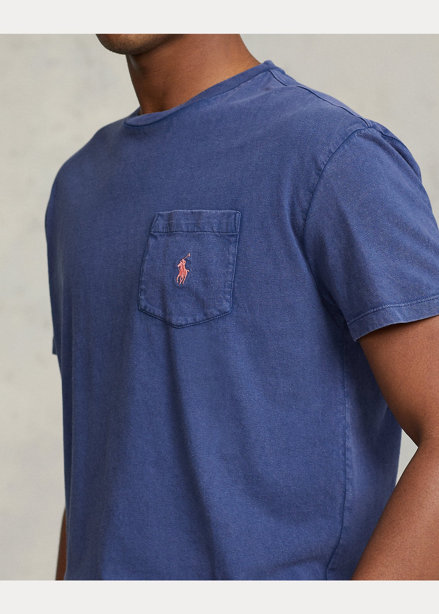 Ralph Lauren Classic Fit Cotton-Linen Pocket T-Shirt | Light Navy